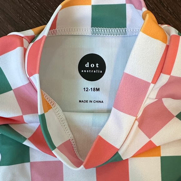 Colorful Checkered Kids Swim Rashguard Set - Picture 2 of 2